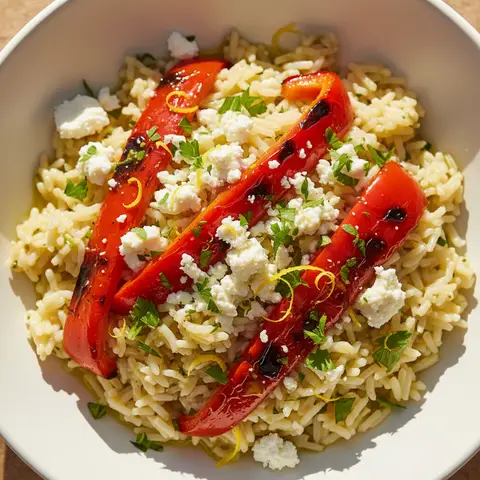 Riz citron & herbes poivron grillé feta