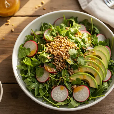 Salade avocat & radis au citron vert graines