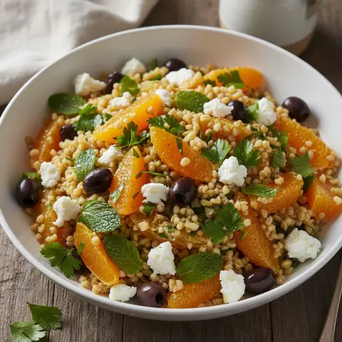 Salade boulgour & orange feta olives herbes