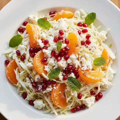 Salade chou & clémentine feta grenade sumac menthe