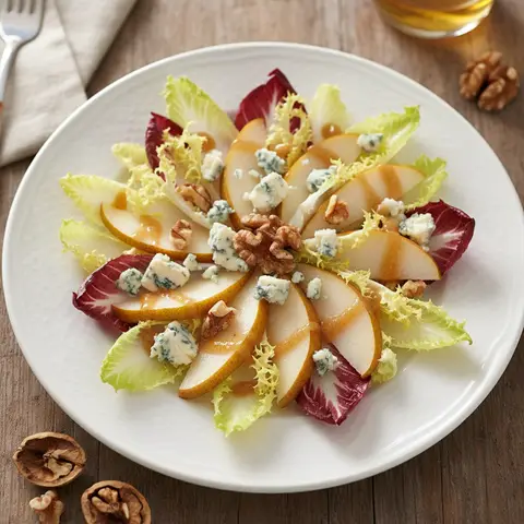 Salade endive & roquefort poire noix vinaigrette cidre