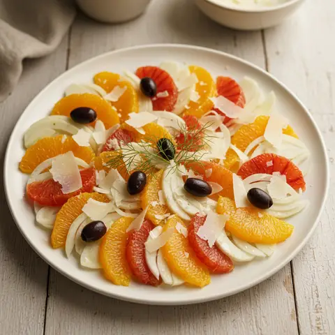 Salade fenouil cru & orange olive noire parmesan