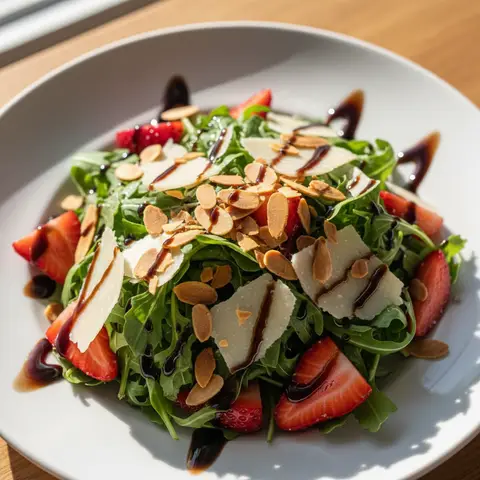 Salade fraise & roquette balsamique amandes