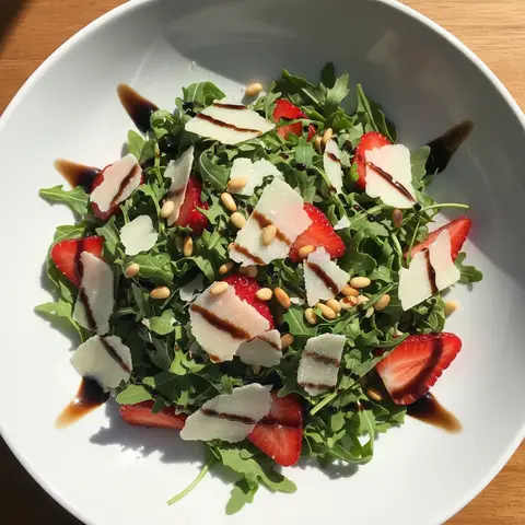 Salade fraises & roquette au parmesan