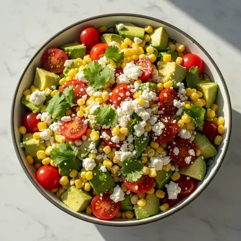 Salade maïs & avocat tomate feta citron