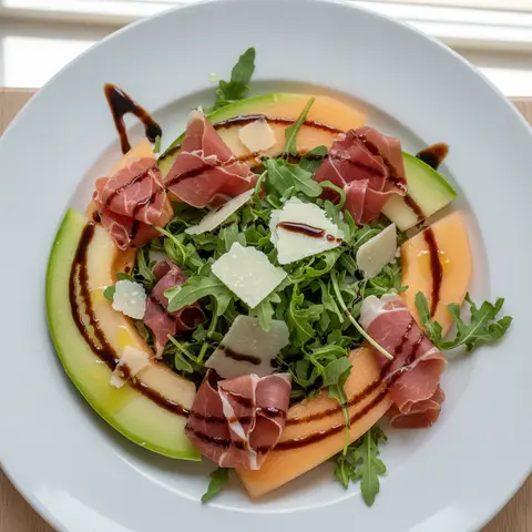 Salade melon & prosciutto roquette balsamique