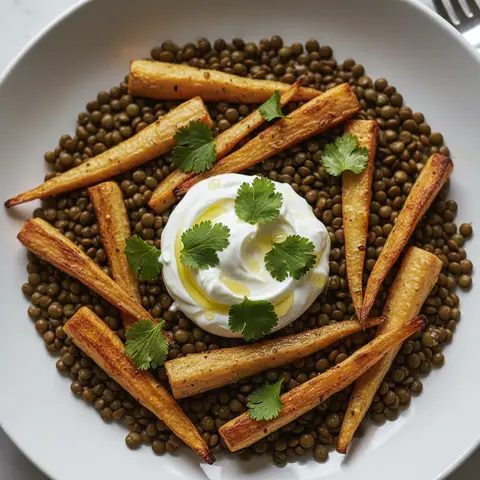 Salade panais rôti & lentilles vertes coriandre cumin