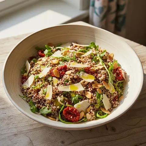 Salade quinoa & tomates séchées roquette amandes