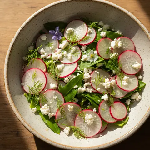Salade radis & feta à l'aillet