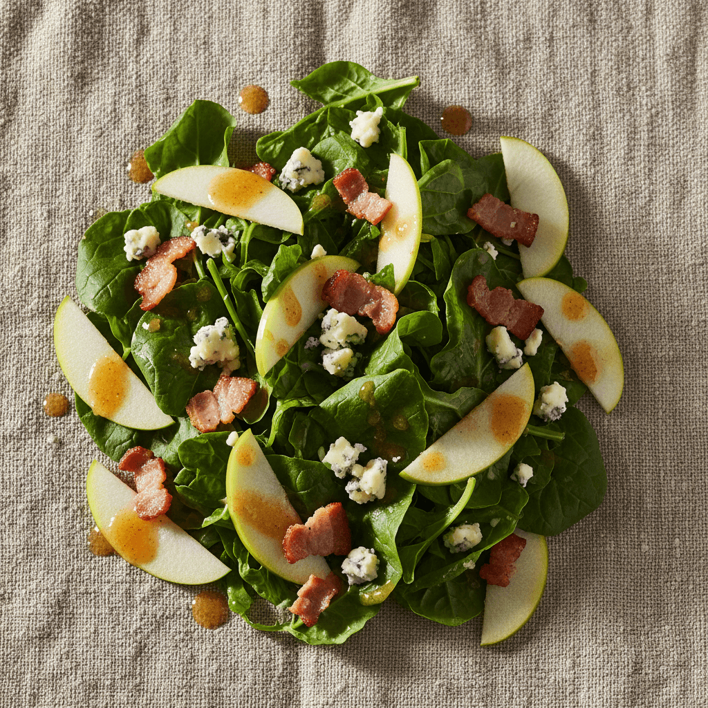 Salade scarole & pomme fourme d'Ambert lardons