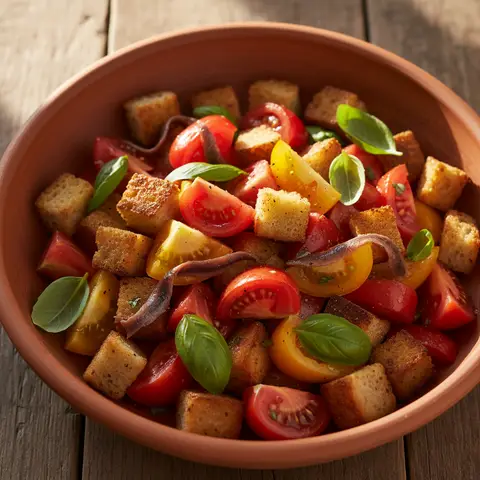 Panzanella tomate & basilic aux anchois