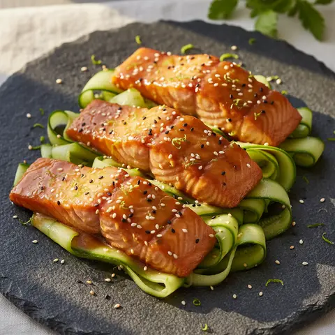 Saumon & concombre au sésame sauce soja gingembre