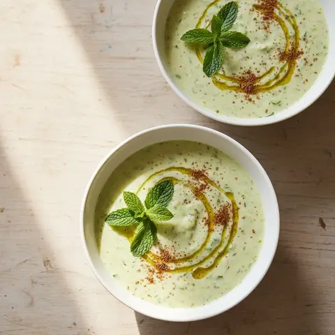 Soupe froide concombre & yaourt menthe cumin