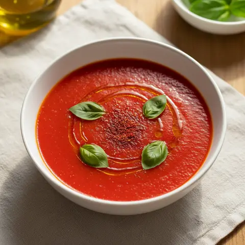 Soupe froide tomate & poivron rouge au sumac
