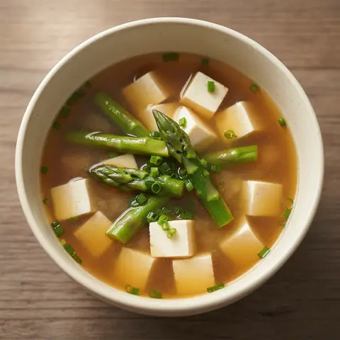 Soupe miso asperges & tofu au gingembre