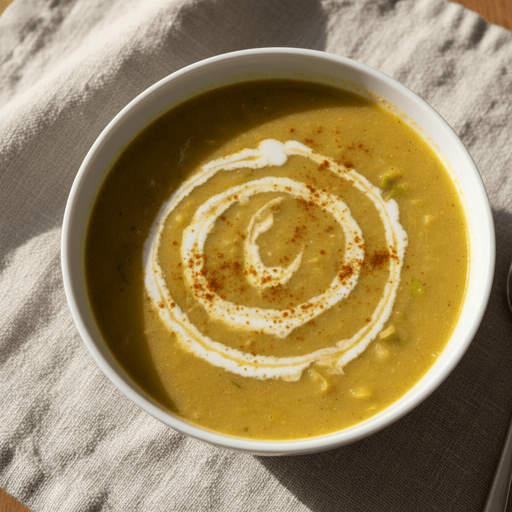 Velouté poireau & pomme curry lait de coco