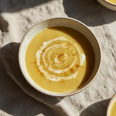 Velouté poireau & pomme au curry lait de coco