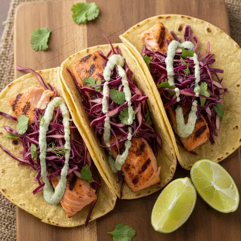 Tacos saumon & chou rouge citron vert aneth