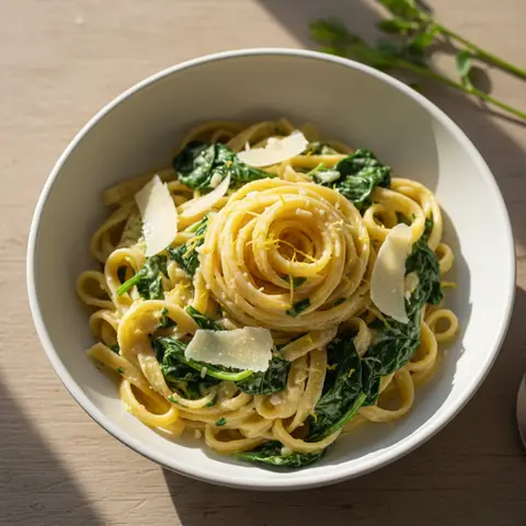 Tagliatelles citron & ricotta aux épinards