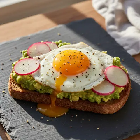 Tartine avocat & œuf aux radis croquants
