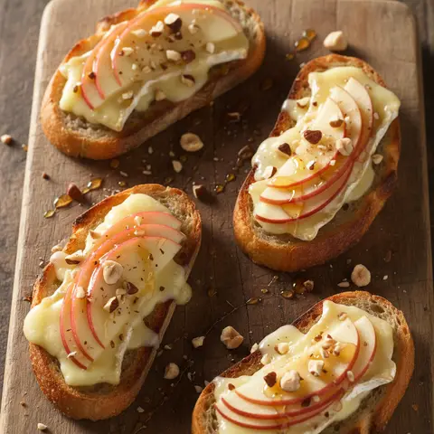 Tartine brie fondu & pomme miel noisette