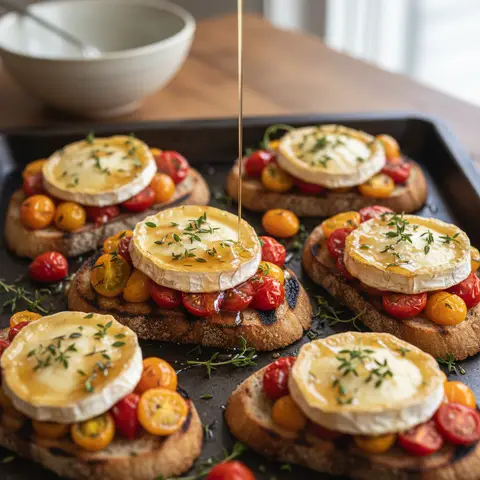 Tartine chèvre & tomates cerises miel thym