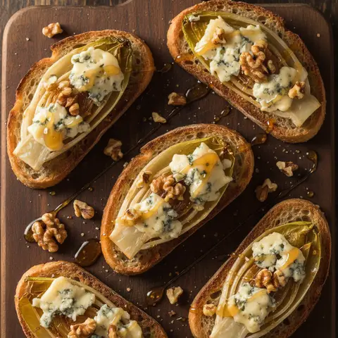Tartine endive caramélisée & roquefort miel