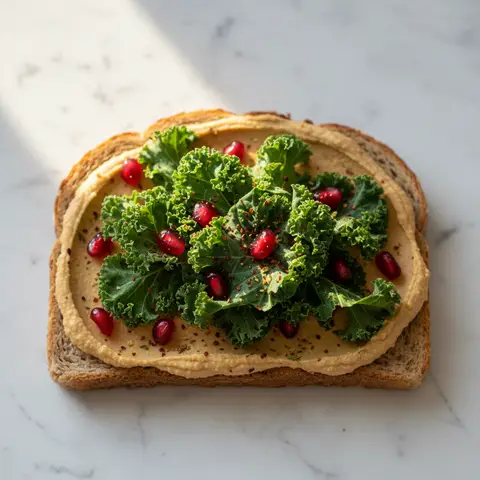 Tartine houmous & kale grillé grenade za'atar