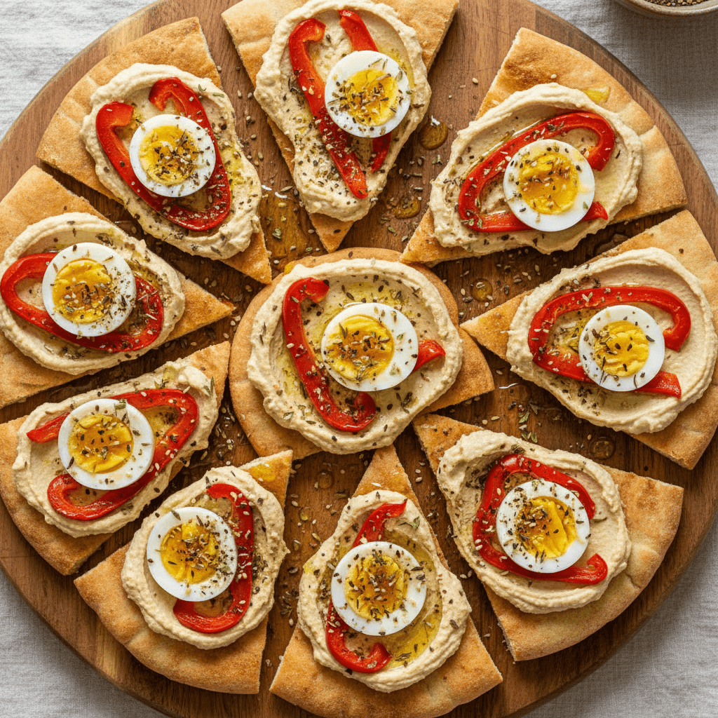 Tartine houmous & poivron œuf dur zaatar