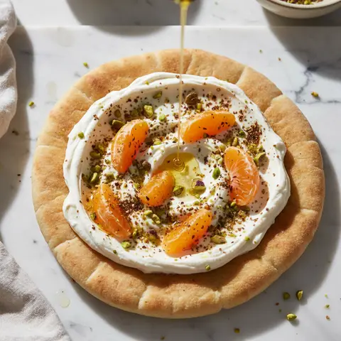 Tartine labneh & clémentine za'atar pistaches