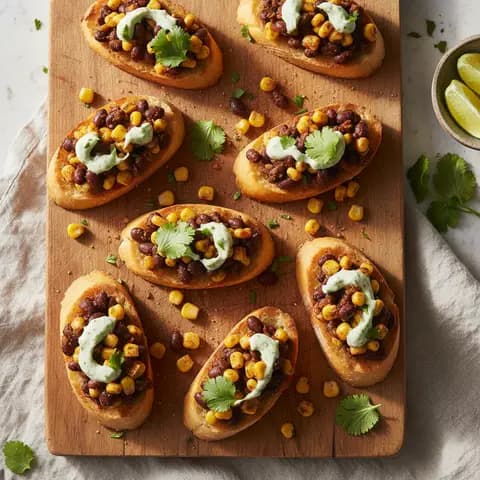 Tartine maïs & haricots noirs crema coriandre