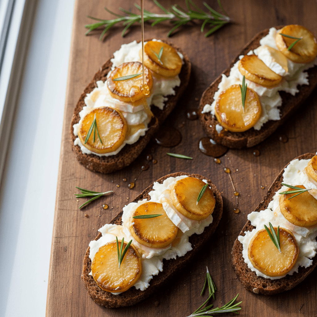 Tartine panais rôti & chèvre miel romarin