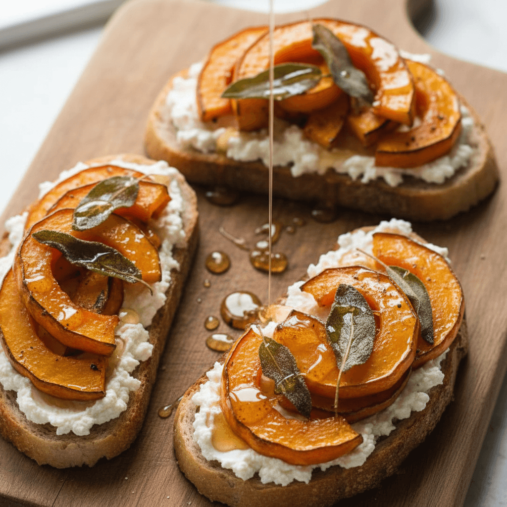 Tartine potimarron rôti & ricotta sauge miel