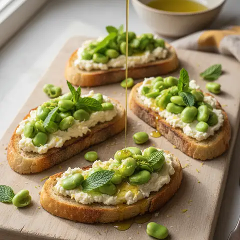 Tartine ricotta & fèves au zeste de citron