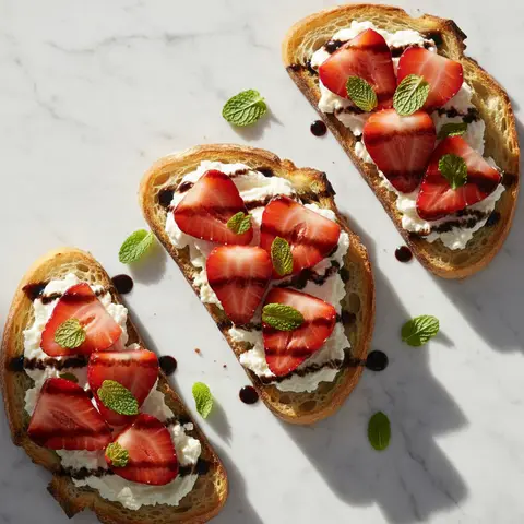 Tartine ricotta & fraise à la menthe balsamique