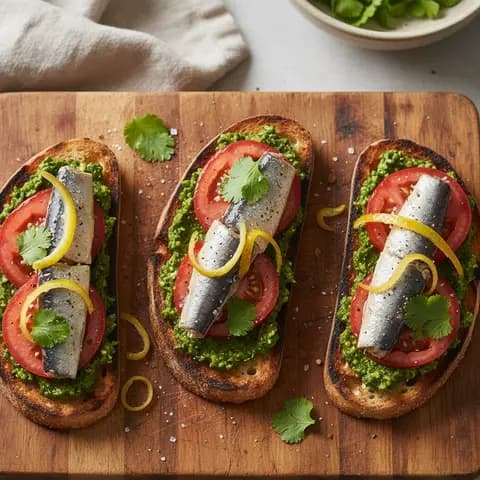 Tartine sardine & chermoula citron confit tomate