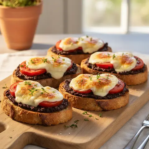 Tartine tapenade & tomate mozzarella au thym