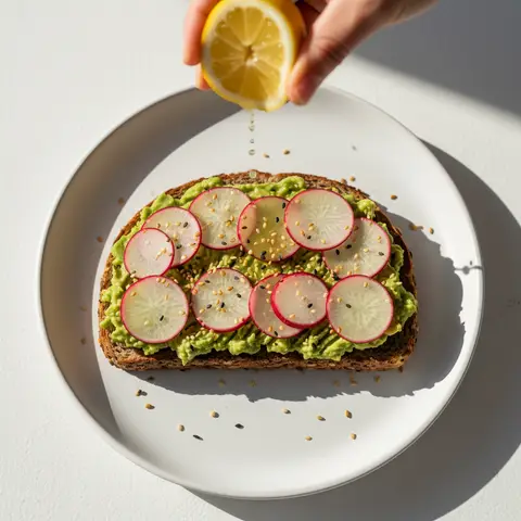 Toast avocat & radis graines sésame