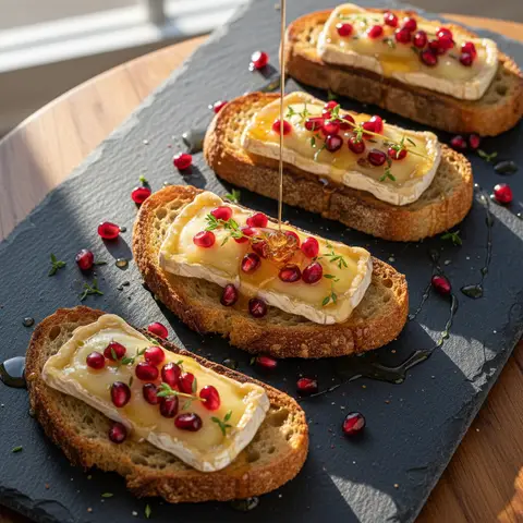 Toast brie fondu & grenade thym miel