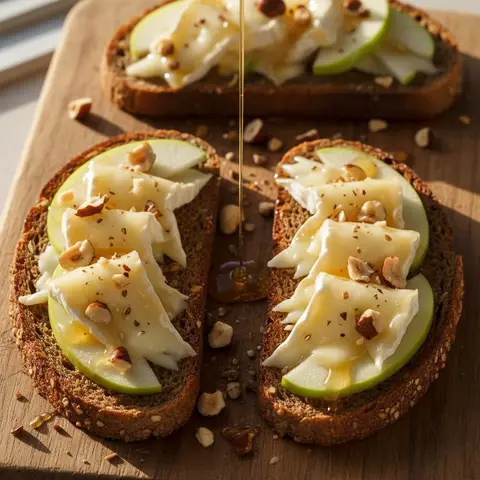 Toast brie & noisettes grillées à la pomme miel