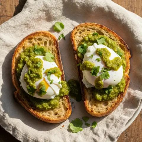 Toast œuf poché & salsa verde mexicaine
