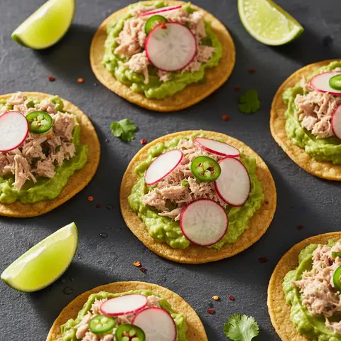 Tostadas thon & avocat au chili lime radis