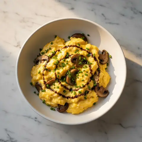 Œufs brouillés champignons & crème truffe