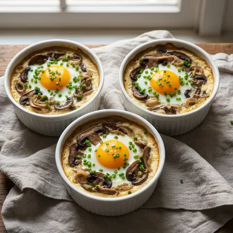 Œufs cocotte champignons & crème ciboulette