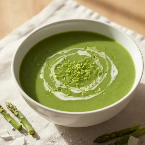 Velouté asperges & coco au gingembre