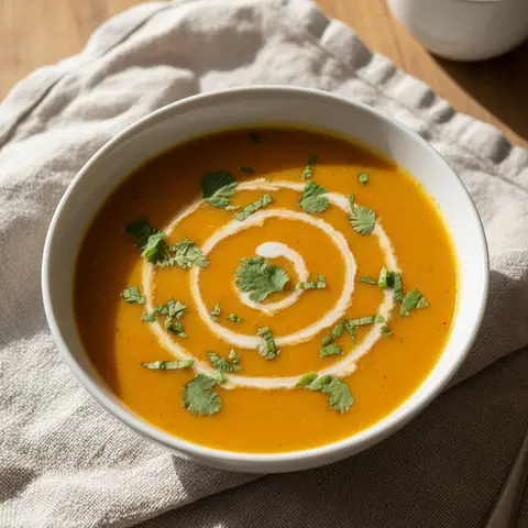 Velouté carotte & gingembre lait de coco coriandre