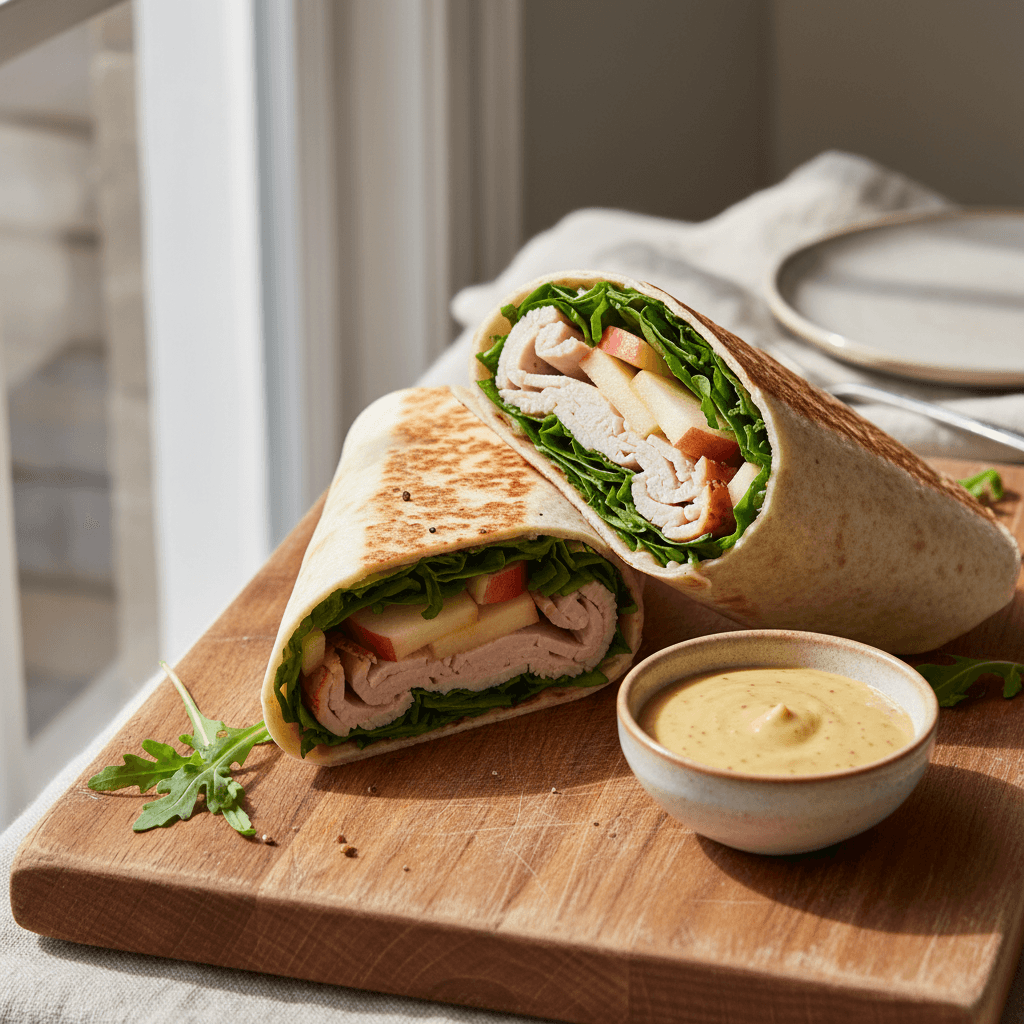 Wrap dinde & pomme à la roquette moutarde miel