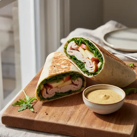 Wrap dinde & pomme à la roquette moutarde miel