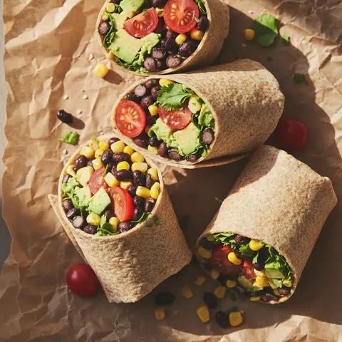 Wrap haricots noirs & maïs avocat salsa