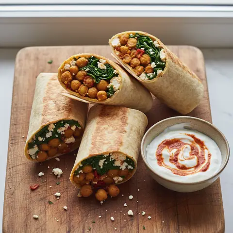 Wrap pois chiches & épinards feta harissa